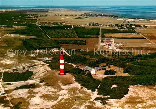 AK / Ansichtskarte Amrum Fliegeraufnahme mit Leuchtturm Sueddorf Nebel und dem Waldguertel Amrum