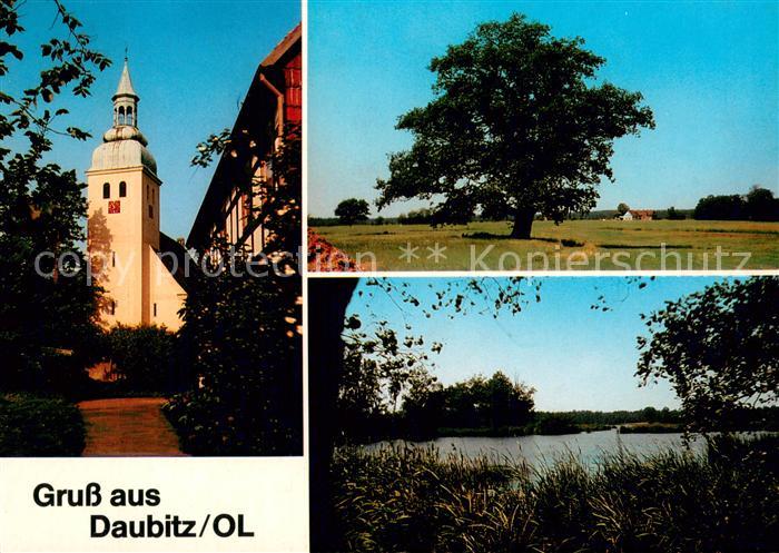 AK / Ansichtskarte Daubitz_Rietschen Kirche Pfarrhaus Tabor Eiche