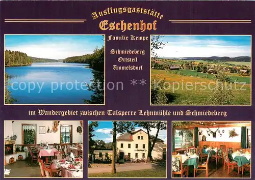 AK / Ansichtskarte Ammelsdorf_Schmiedeberg Ausflugsgaststaette Eschenhof Landschaftspanorama Partie am See 