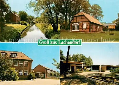 AK / Ansichtskarte Lachendorf Partie am Wasser Fachwerkhaus Schule Lachendorf