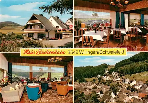 AK / Ansichtskarte Schwalefeld Pension Haus Laerchenhain Gaststube Ortspanorama Schwalefeld