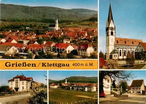 AK / Ansichtskarte Griessen_Klettgau Stadtpanorama Kirche Schule Sportplatz Ortszentrum Griessen_Klettgau