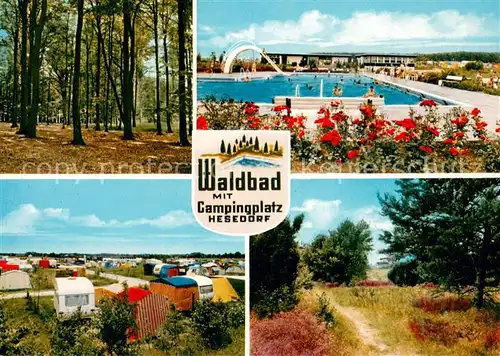 AK / Ansichtskarte Hesedorf_Gyhum Waldbad mit Campingplatz Waldpartie Natur Hesedorf Gyhum