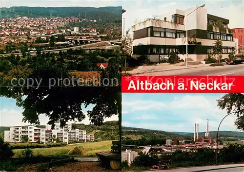 AK / Ansichtskarte Altbach_Esslingen Stadtpanorama Wohnsiedlung Rathaus Industrie 