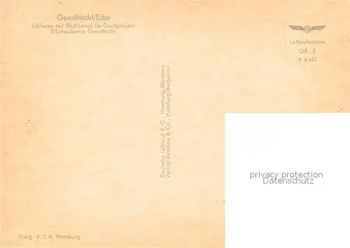 AK / Ansichtskarte Geesthacht_Elbe Schleuse mit Stichkanal im Grossprojekt Elbstaudamm Geesthacht Geesthacht_Elbe
