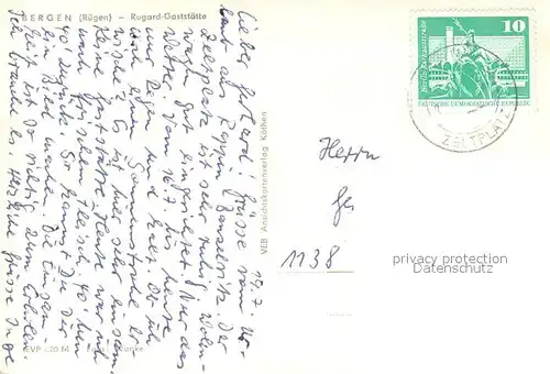 AK / Ansichtskarte Bergen_Ruegen Rugard Gaststaette Bergen Ruegen
