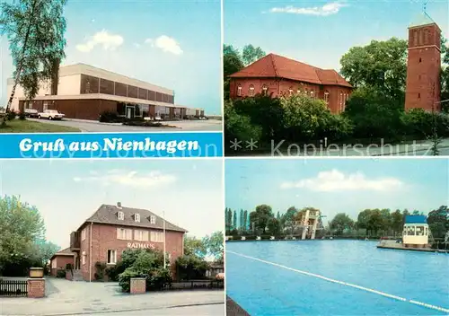 AK / Ansichtskarte Nienhagen_Celle Sporthalle Rathaus Kirche  Nienhagen_Celle