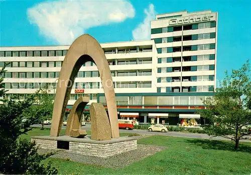 AK / Ansichtskarte Hof_Saale Bluecherstrasse mit Gothahaus und Mahnmal Treue der Heimat Hof_Saale