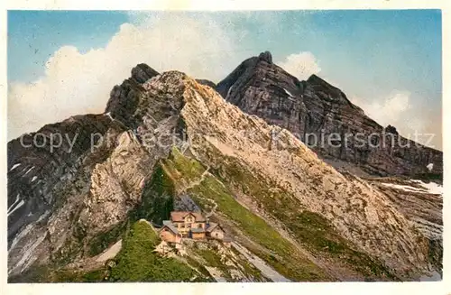 AK / Ansichtskarte Thierwies_AR Berghaus mit Weg zum Saentis Appenzeller Alpen Thierwies AR