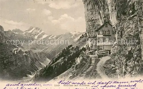 AK / Ansichtskarte Schwende_IR Berggasthaus Aescher mit Altmann Appenzeller Alpen Schwende IR
