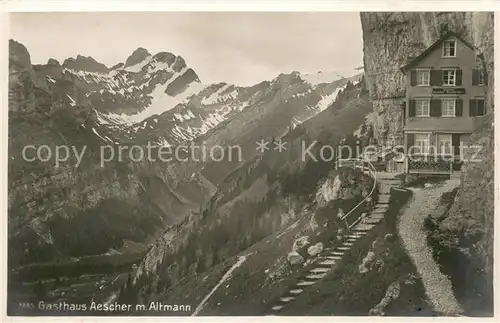 AK / Ansichtskarte Schwende_IR Berggasthaus Aescher mit Altmann Alpstein Appenzeller Alpen Schwende IR