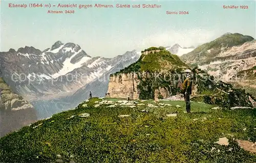 AK / Ansichtskarte Ebenalp_AI Aussicht gegen Altmann Saentis und Schaefler Bergwelt Appenzeller Alpen 