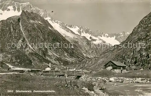 AK / Ansichtskarte Goescheneralp_1715m_Dammagletscher 
Alpsiedlung mit Dammastockkette Urner Alpen 