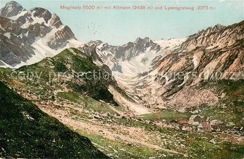 AK / Ansichtskarte Meglisalp_1520m_Altmann_AR Bergdorf mit Altmann und Lysengratweg Appenzeller Alpen 