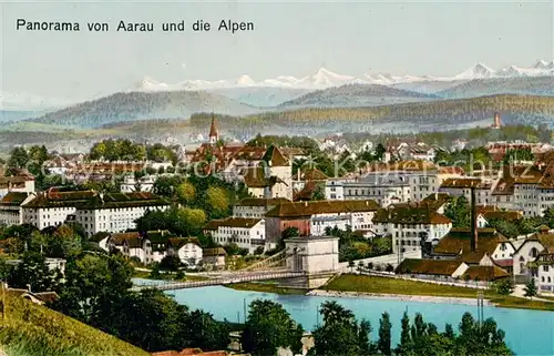 AK / Ansichtskarte Aarau_AG Stadtpanorama mit Alpen Aarau_AG