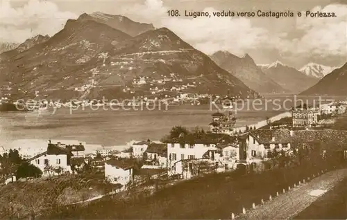 AK / Ansichtskarte Lugano_TI veduta verso Castagnola e Porlezza Lugano_TI