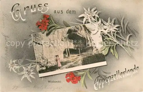 AK / Ansichtskarte Wildkirchli_Weissbad_IR Eingang zur Hoehle im Alpstein Appenzeller Alpen Pflanzen 
