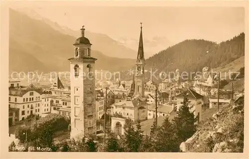 AK / Ansichtskarte St_Moritz_GR Stadtansicht mit Kirche St_Moritz_GR