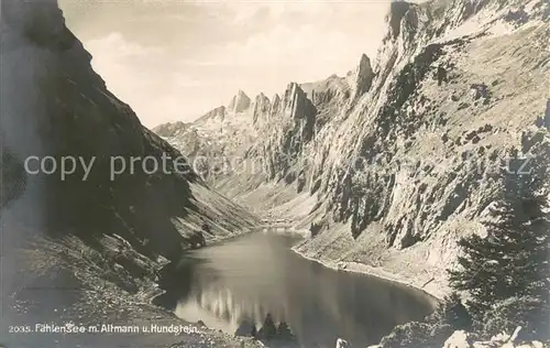 AK / Ansichtskarte Faehlensee_IR Bergsee mit Altmann und Hundstein Appenzeller Alpen 