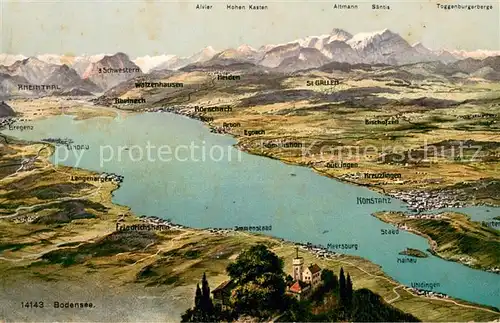 AK / Ansichtskarte Konstanz_Bodensee und Umgebung Alpenpanorama aus der Vogelperspektive Konstanz_Bodensee