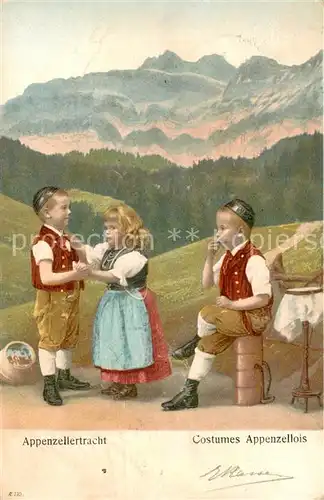 AK / Ansichtskarte Appenzell_IR Kinder Appenzellertracht Kuenstlerkarte Appenzell IR