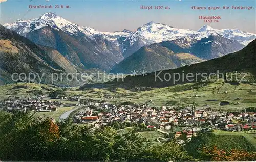 AK / Ansichtskarte Glarus_GL Panorama Blick gegen die Freiberge Glarus_GL