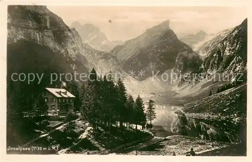 AK / Ansichtskarte Seealpsee_Saentis_IR Berghotel am See Appenzeller Alpen 