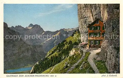 AK / Ansichtskarte Wildkirchli_Weissbad_IR Berggasthaus zum Aescher Bergsee Appenzeller Alpen 