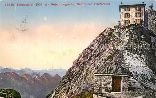 AK / Ansichtskarte Saentis_AR Gipfel Meteorologische Station und Churfirsten Saentis_AR