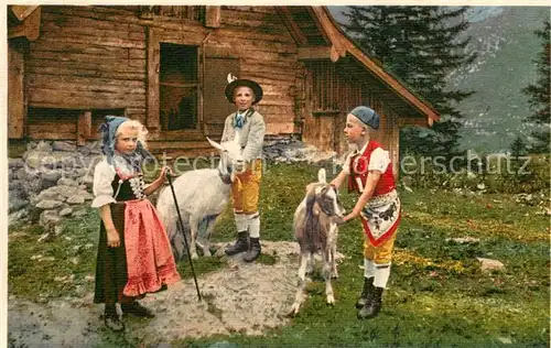 AK / Ansichtskarte Appenzell_IR Appenzeller Trachten Kinder mit Ziegen Appenzell IR