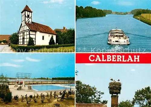 AK / Ansichtskarte Calberlah Freibad Kirche Fluss Storchennest Calberlah