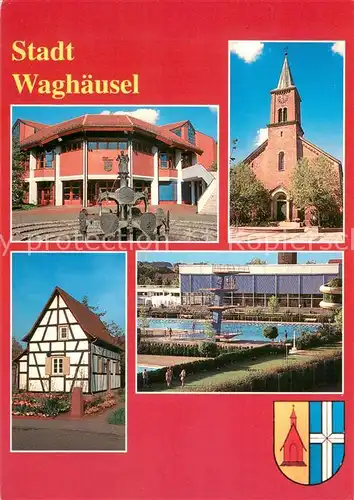 AK / Ansichtskarte Waghaeusel Kirche Freibad Waghaeusel