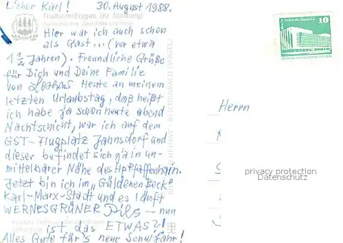 AK / Ansichtskarte Thalheim_Erzgebirge Gaststaette Hotel Deutsches Eck Thalheim Erzgebirge