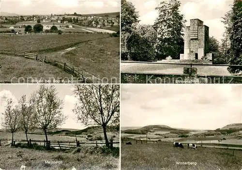 AK / Ansichtskarte Hagen_Bad_Pyrmont Winterberg Ehrenmal Meintetal Hagen_Bad_Pyrmont