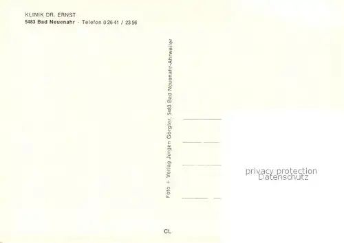 AK / Ansichtskarte Bad_Neuenahr Ahrweiler Klinik Dr. Ernst Aussenansicht Bad_Neuenahr Ahrweiler