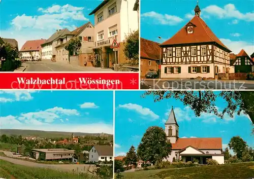 AK / Ansichtskarte Woessingen_Walzbachtal Trinkhalle Gasth.Loewen Gasth. Ochsen Ev. Kirche Woessingen Walzbachtal