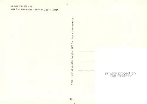AK / Ansichtskarte Bad_Neuenahr Ahrweiler Klinik Dr. Ernst Bad_Neuenahr Ahrweiler