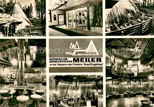 AK / Ansichtskarte Sosa_Erzgebirge Konsum Gaststaette Meiler Teilansichten Sosa Erzgebirge
