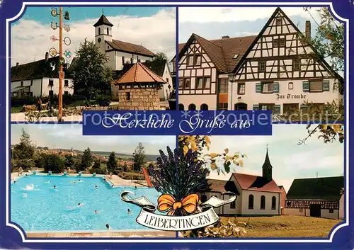 AK / Ansichtskarte Leibertingen Dorfplatz mit Kirche Gasthaus zur Traube Freibad Thalheim St Pankratiuskirche Altheim Leibertingen