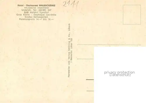 AK / Ansichtskarte Undeloh Hotel Restaurant Waldschaenke Gastraum Heidepark Undeloh