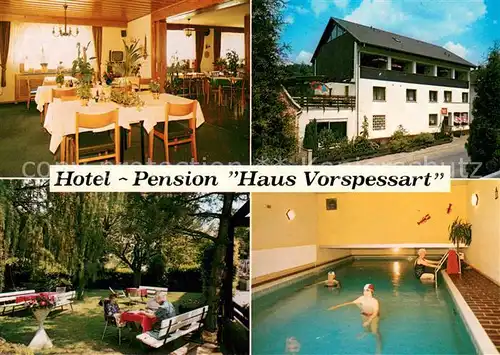 AK / Ansichtskarte Freigericht Hotel Pension Haus Vorspessart Gaststube Park Hallenbad Freigericht