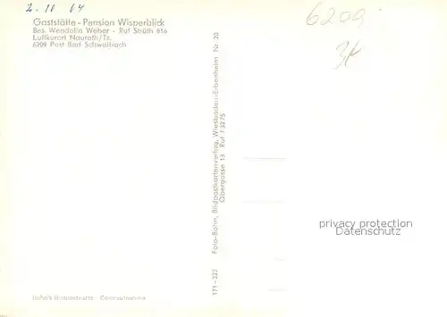 AK / Ansichtskarte Nauroth_Heidenrod Gaststaette Pension Wisperblick Gastraeume Nauroth Heidenrod