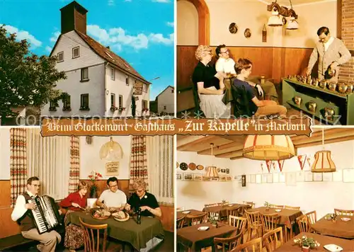 AK / Ansichtskarte Marborn Gasthaus Pension Zur Kapelle Glockenwirt Glockenspieler Gastraeume Marborn