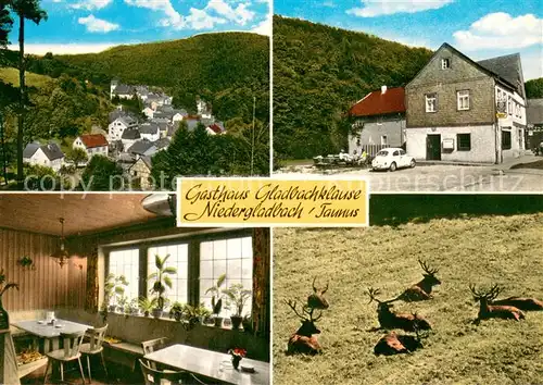 AK / Ansichtskarte Niedergladbach Gasthaus Gladbachklause Panorama Gaststube Hirsche Niedergladbach