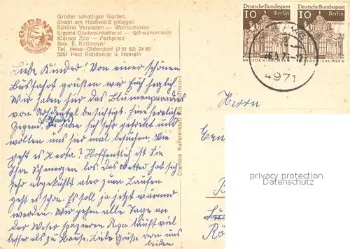 AK / Ansichtskarte Rohdental_Hessisch_Oldendorf Weinschaenke Park Gaststube Schwanenteich 