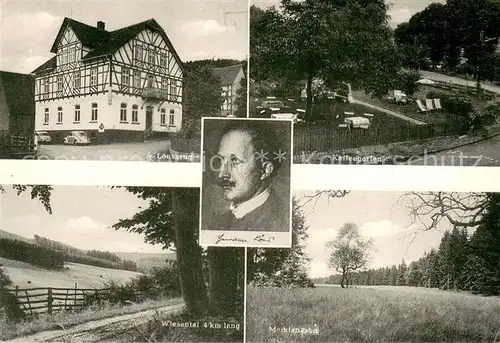 AK / Ansichtskarte Hellental Gasthaus Zum Loenskrug Kaffeegarten Wiesental Landschaftspanorama Hermann Loens Portrait Hellental