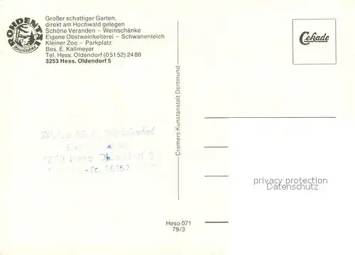 AK / Ansichtskarte Rohdental_Hessisch_Oldendorf Weinschaenke Rohdental Waldbad Kaffeegarten Hohenstein 
