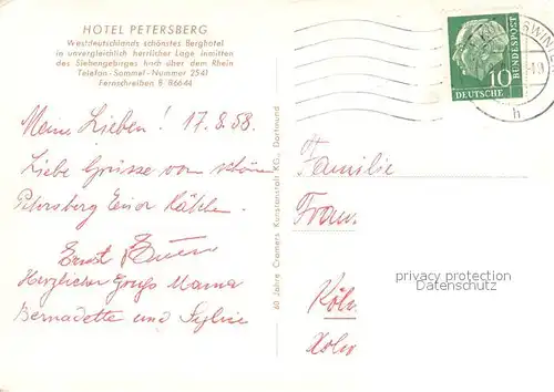 AK / Ansichtskarte Koenigswinter Hotel Petersberg Fliegeraufnahme Koenigswinter