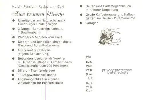 AK / Ansichtskarte Nindorf_Nordheide Hotel Restaurant Zum braunen Hirsch Nindorf Nordheide