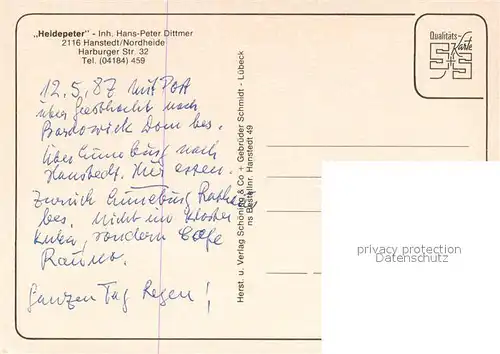 AK / Ansichtskarte Hanstedt_Nordheide Heidepeter Gasthaus Pension Garten Hanstedt_Nordheide